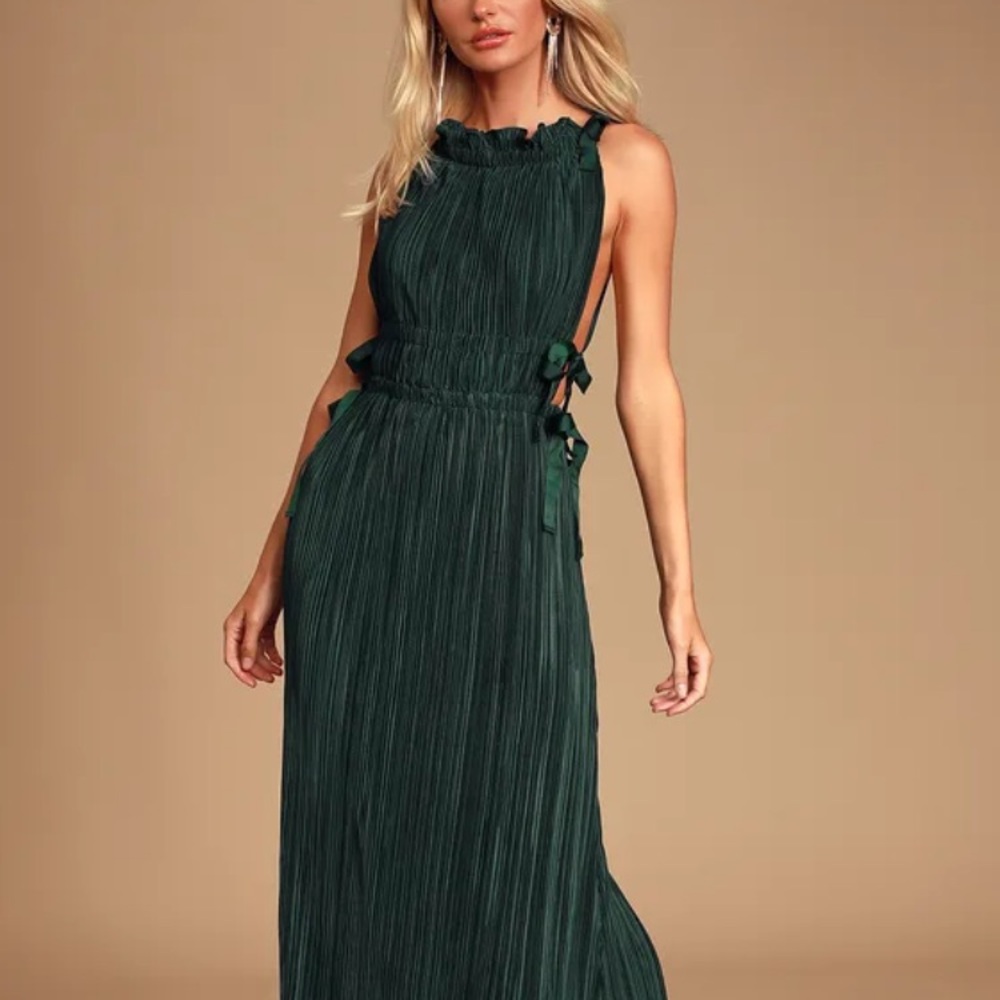 My Forever Love Forest Green Pleated Maxi Dress